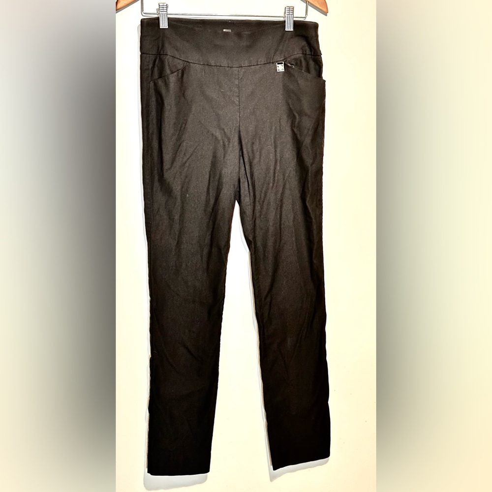 Anne Klein Pull-On Trousers Black Straight Leg Stretch Sz L